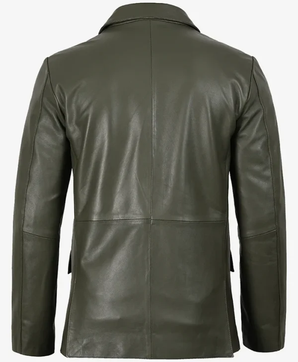 Get Mens Dark Green Real Leather Blazer For Sale