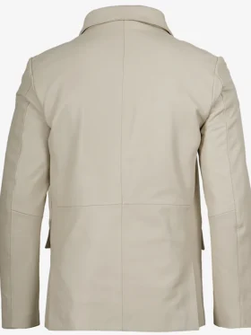 Get Mens Off White Real Leather Blazer For Sale