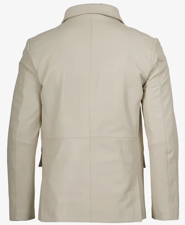 Get Mens Off White Real Leather Blazer For Sale