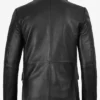Get Mens Two Button Notch Lapel Black Leather Blazer For Sale