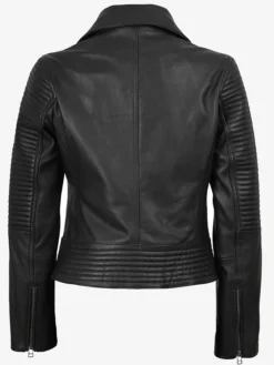 Get Womens Fashion Black Leather Biker Jacket For Sale