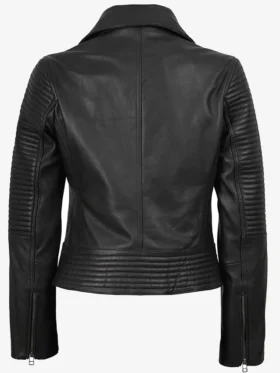 Get Womens Fashion Black Leather Biker Jacket For Sale