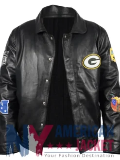 Green Bay Packers Black Jeff Hamilton Leather Jacket