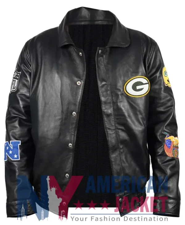 Green Bay Packers Black Jeff Hamilton Leather Jacket