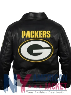 Green Bay Packers Jeff Hamilton Black Leather Jacket