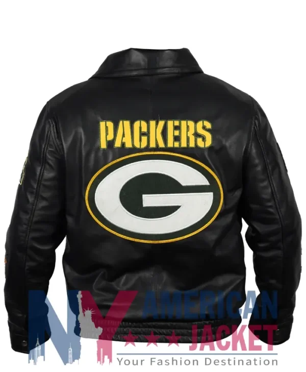Green Bay Packers Jeff Hamilton Black Leather Jacket