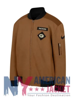 Green Bay Packers Salute To Service Bomber Brown Jacket