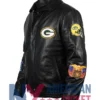 Green Hamilton Bay Packers Black Jeff Leather Jacket
