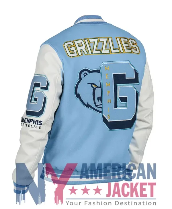 Grizzlies Memphis Blue And White Varsity Jacket