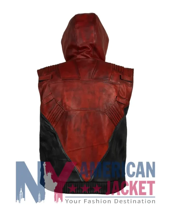 Jason Todd Red Leather Hood Vest