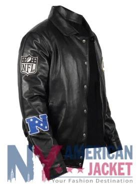 Jeff Hamilton Green Bay Packers Black Leather Jacket