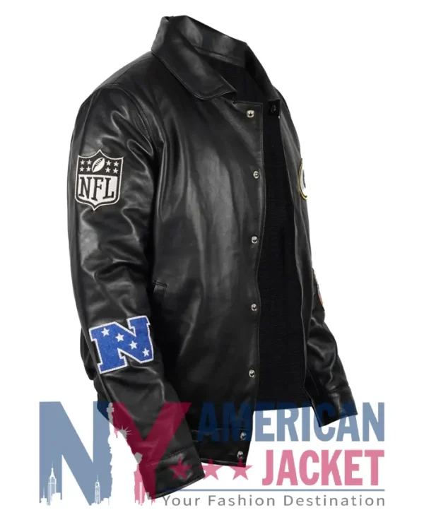 Jeff Hamilton Green Bay Packers Black Leather Jacket