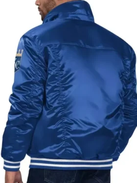 KC Royals Royal Silver-Tab Trucker Satin Jacket