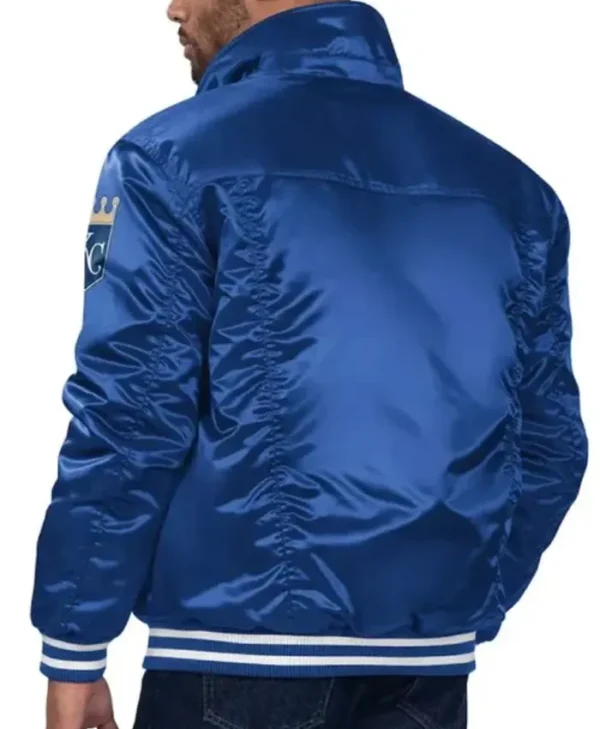 KC Royals Royal Silver-Tab Trucker Satin Jacket