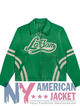 La Fam Retro Zip-Up Varsity Leather Jacket