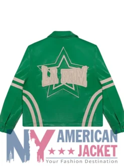 La Fam Zip-Up Retro Leather Varsity Jacket