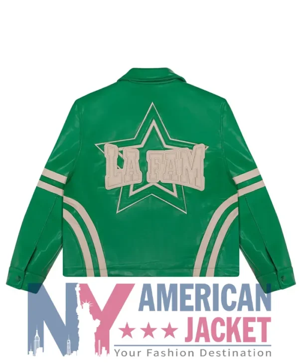 La Fam Zip-Up Retro Leather Varsity Jacket