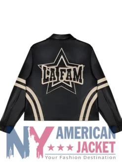 La Fam Zip-Up Retro Varsity Leather Jacket