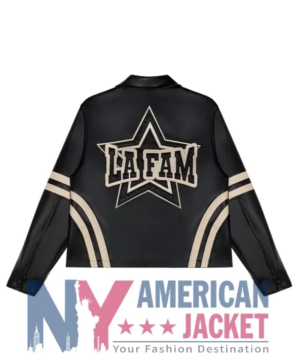 La Fam Zip-Up Retro Varsity Leather Jacket
