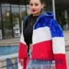 Larry Buffalo Bills Color Block Fur Coat