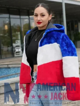 Larry Buffalo Bills Color Block Fur Coat