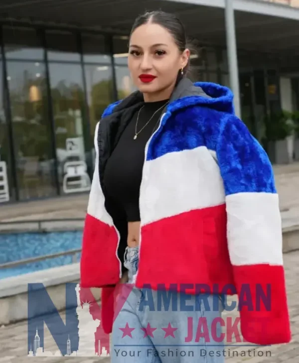 Larry Buffalo Bills Color Block Fur Coat