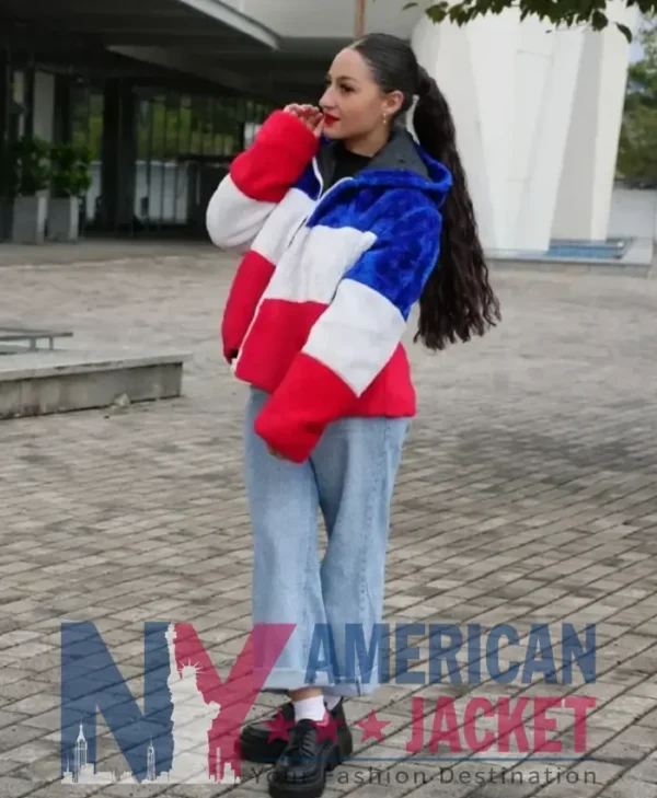 Larry Fur Buffalo Bills Color Block Coat