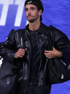Lorenzo Musetti 2025 US Open Black Leather Jacket
