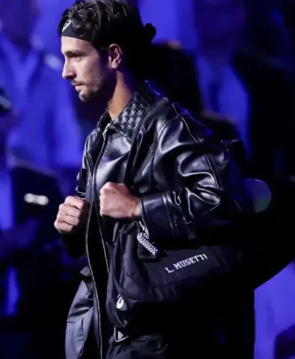 Lorenzo Musetti 2025 US Open Leather Black Jacket