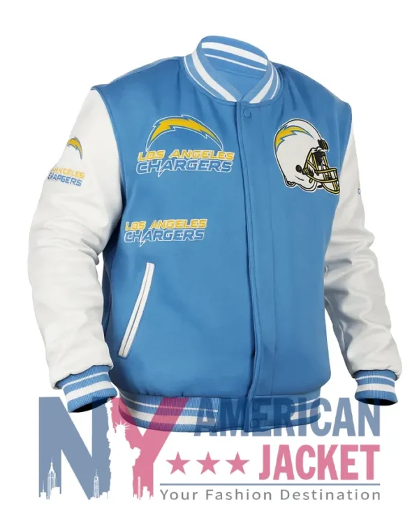 Los Angeles Chargers Blue And White Varsity Mashup Jacket