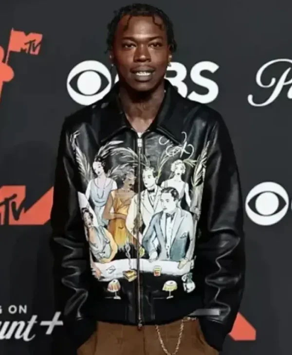 MTV Video Music Awards 2025 Skillibeng Black Leather Jacket