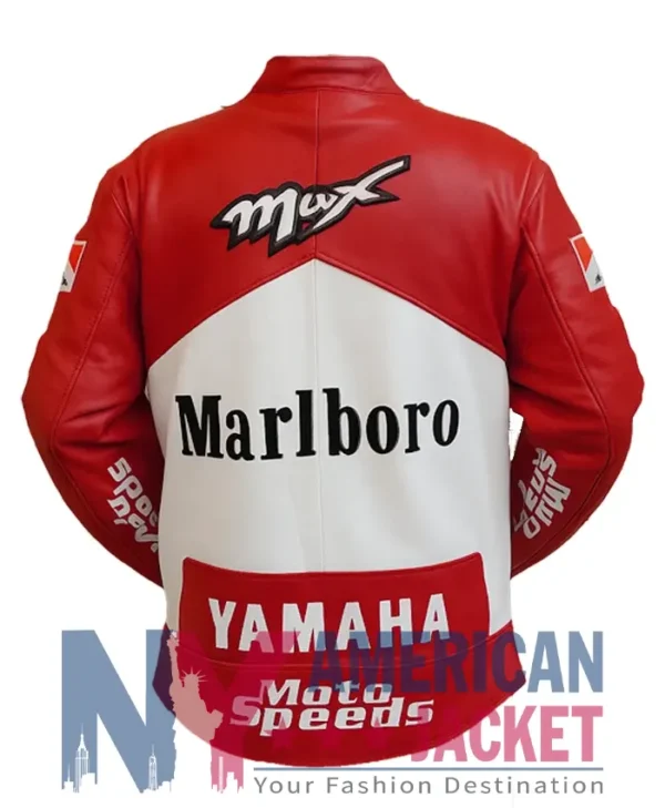 Marlboro Leather Red And White Jacket Yamaha