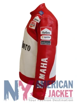 Marlboro Yamaha Leather Red And White Jacket