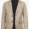 Mens Beige Real Leather Blazer
