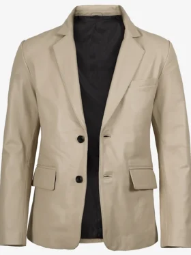 Mens Beige Real Leather Blazer