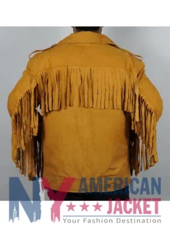 Men's Biker Suede Yellow Fringe Jacket