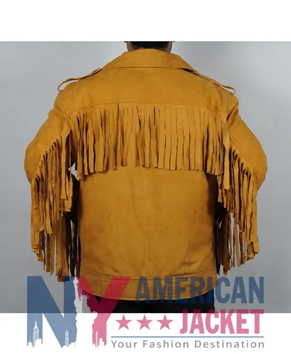 Men's Biker Suede Yellow Fringe Jacket