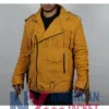 Men's Fringe Suede Yellow Biker Jacket