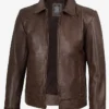Mens Harrington Chocolate Brown Leather Jacket
