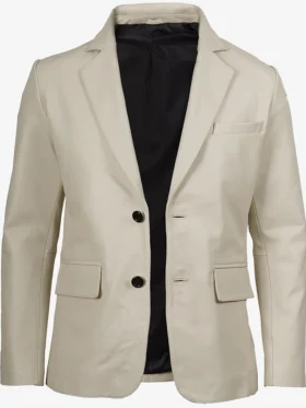 Mens Off White Real Leather Blazer