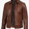 Mens Reeves Harrington Brown Real Leather Jacket