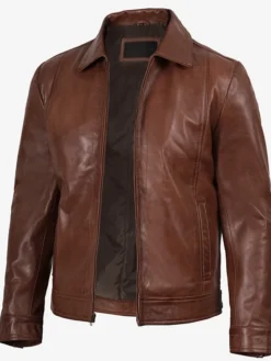 Mens Reeves Harrington Brown Real Leather Jacket