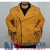 Men's Suede Biker Fringe Yellow Jacket