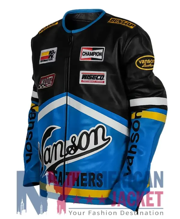 Motorcycle Vanson Blue Leather Jacket