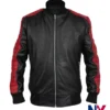 Movie The Fall Guy 2024 Ryan Gosling Miami Vice Stunt Team Black And Red Leather Bomber Jacket front view