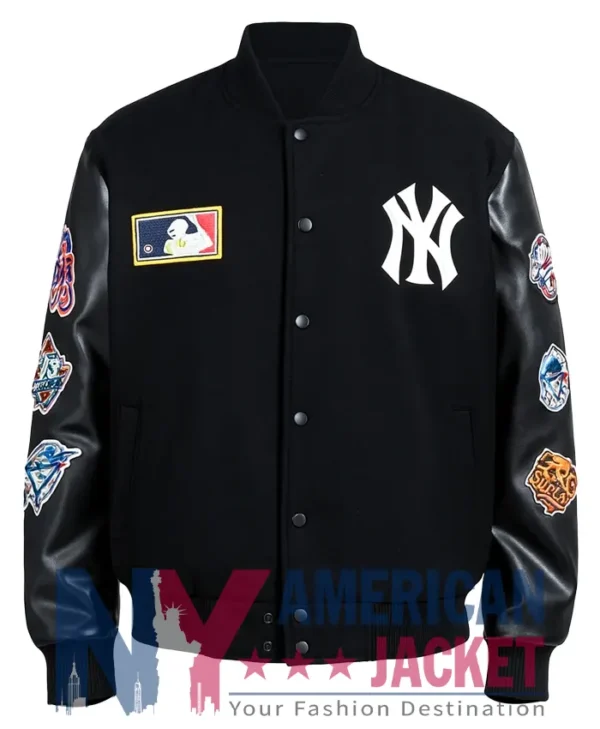New York Yankees Varsity Letterman Black Jacket