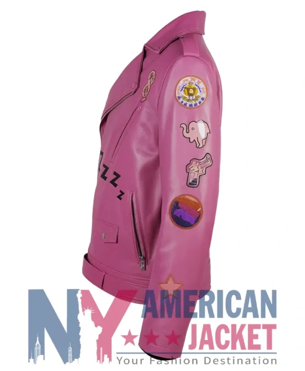 Nicolas Cage Motorcycle Pink Leather Jacket