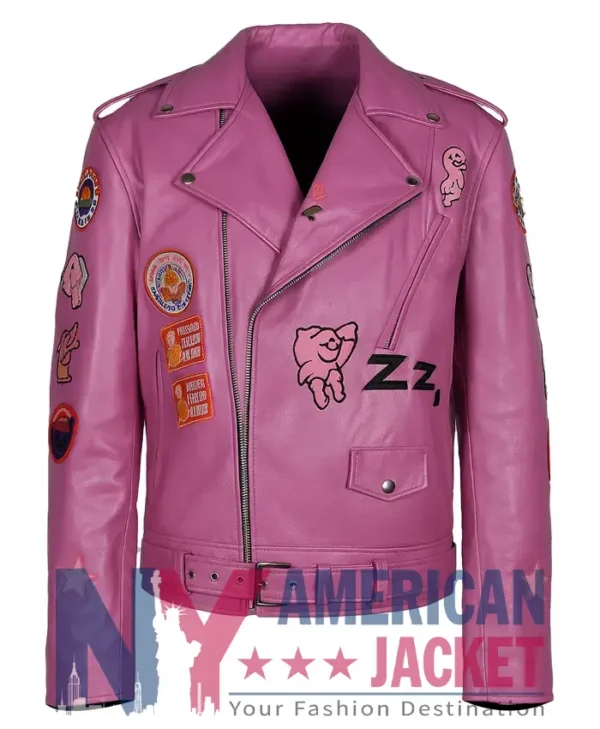 Nicolas Cage Pink Motorcycle Leather Jacket