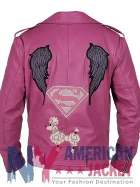 Nicolas Cage Pink Real Motorcycle Leather Jacket