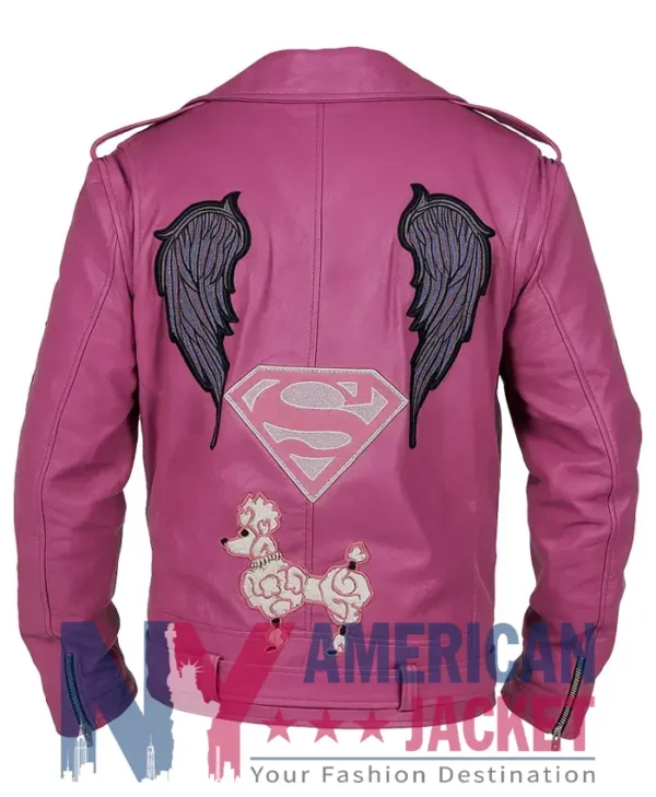 Nicolas Cage Pink Real Motorcycle Leather Jacket